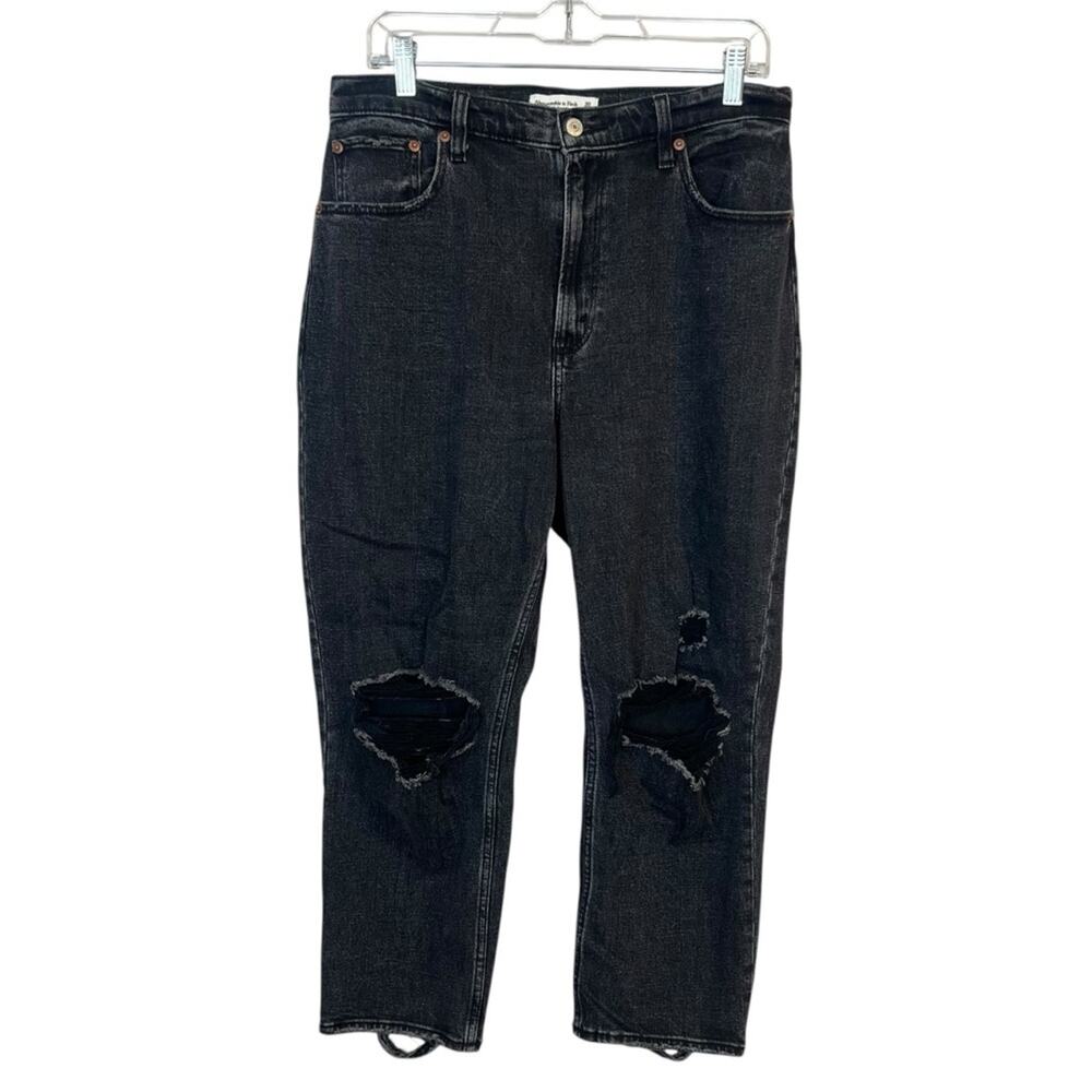 A&F Curve Love Ultra High Rise Ankle Straight Jeans Washed Black sz 10/30 *SHORT